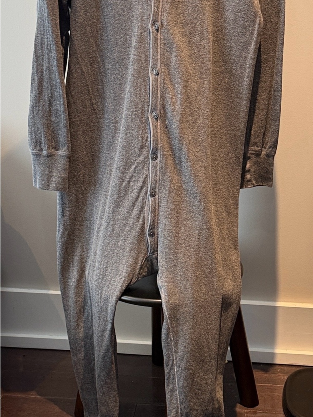 L.L. Bean Men's Heather Gray Footed One-Piece Pajama